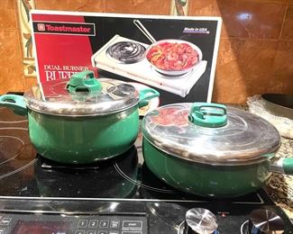 pots, pans, tabletop electric burner