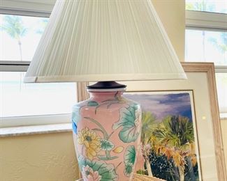 assorted lamps: shell-filled, faux coral, glass buoy style, pelican, etc. 