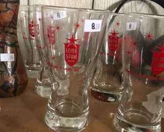 Very Scarce Lone Star Beer tapered glasses - set of 6