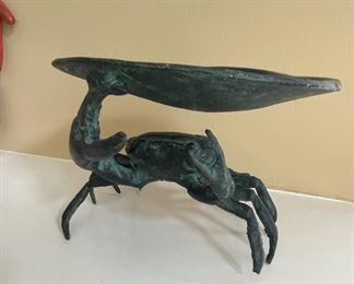 Distressed Decorative Cast Iron Crab Shaped Trinket Dish