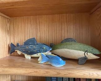 Wood Carved Fish Figurines