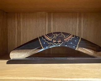 Australian Wood Boomerang with Intricate Design