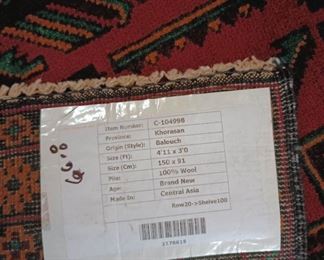 Balouch Khorasan Rug - 100% Wool - 4'11 x 3'
