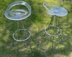set of 2 lucite clear bar stools