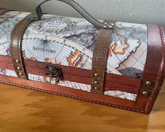 Decorative wine caddy with world map
