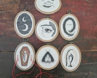 English Artist makes these needlepoint art pieces