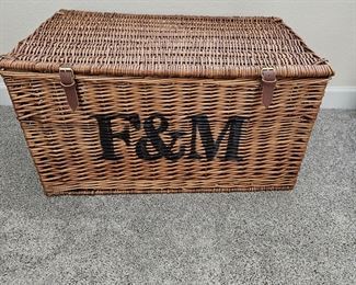 Fortnum & Mason Storage Basket From England with Leather Hinges 