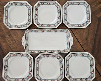 Set of English Desert Plates and server "Flosmaron"