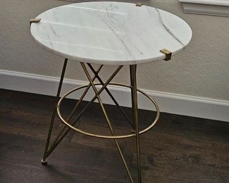 Marble & Brass Heavy Round End Table from Anthropology