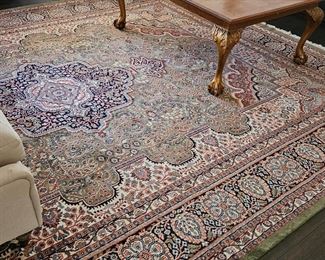 Very Large Wool 9' x 13' Area Rug From Kashmir India 
