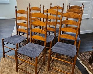 8 Shaker Style Ladder back dining chairs hand made to order in Maine - Cherry wood