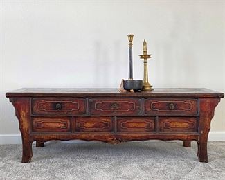 18th Century Chinese Coffer / Altar w/ 3 three drawers and a hidden area under the drawers