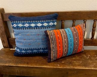  Set of 2 Gorgeous Boho Throw Pillows Hand Woven in Taos, NM.