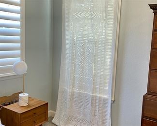 Set of 2 White Curtain Panels - Cotton and Sheer with Cut-out Pattern- 41"x 92" Long
