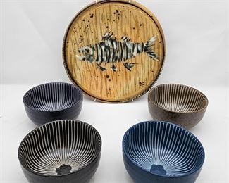 Unique ceramic hand made bowls and plate