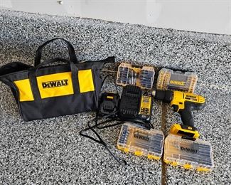  DeWALT Drill Set Model DCD771 1/2" Cordless Drill Driver with One Charger and Two batteries plus Drill Bit Sets 