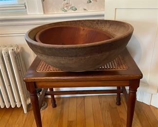 Large old wooden bowls
