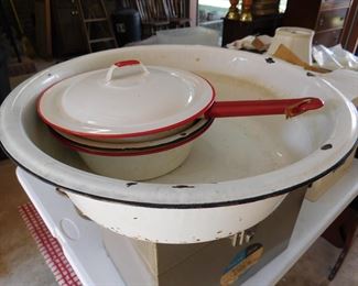 Red and White and Black and White Enamelware