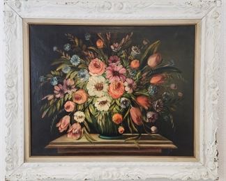Original M. Corda Framed Still Life Oil Painting
