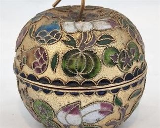 Vintage Chinese Cloisonne Ceramic Apple