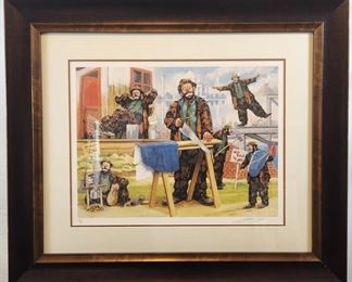 Barry L Jones "Man at Work" AP Clown Litho