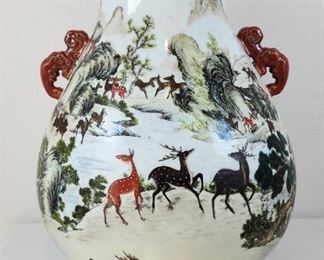 Famille Rose Hundred Deer Qianlong Vase