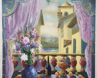 Otto de Souza Aguiar Signed Balcony Painting