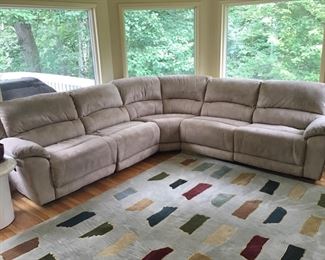 Raymour and Flanigan Suede Sectional w/ Recliners