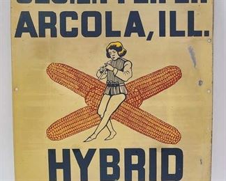 VINTAGE PFEIFER SEED CORN 2-SIDED SIGN ARCOLA, IL