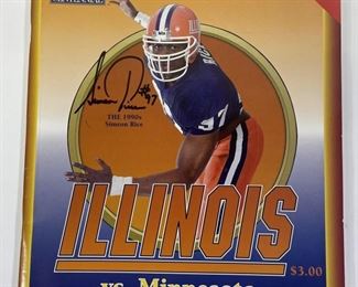 1995 ILLINI SIMEON RICE SIGNED FOOTBALL PROGRAM