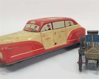 2 VINTAGE TIN LITHO TOY CARS