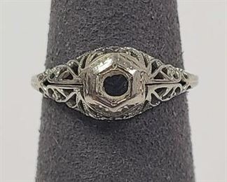 18K WHITE GOLD FILIGREE RING NO STONE
