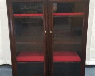 ANTIQUE MAHOGANY 3 SHELF BOOK CASE W/ DOORS