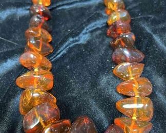 Amber Graduated Bead Strand Earrings