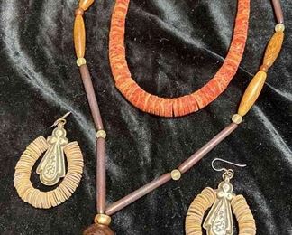 Carved Wood Pendant Necklace Other Pieces