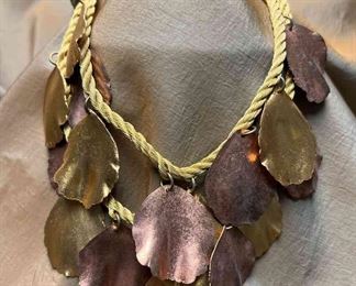 Copper Tone Metal Leaf Necklace