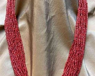 Coral MultiStrand Beaded Necklace