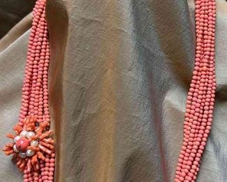 Coral MultiStrand Necklace With Amazing Clasp