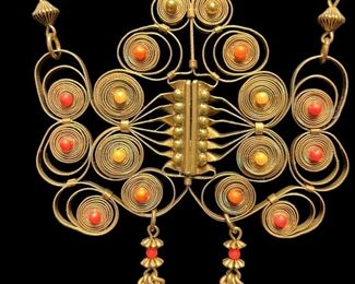 Filigree Bib Style Pendant Necklace