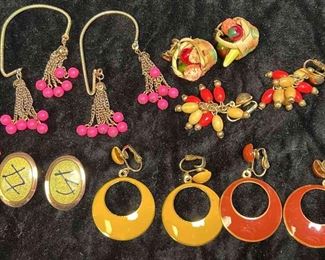 Vintage and other enamel and beadwork earrings
