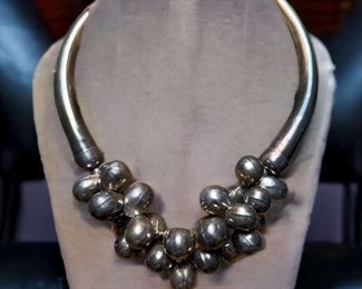 Silver Bead Cluster Necklace