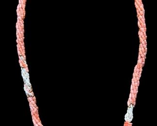 Twisted Coral Freshwater Pearl Bead Necklace
