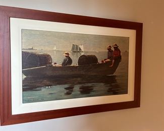*	#51	"Three Boys in a Dory" framed art 	 $80.00 				