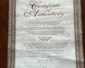 *	#51	"Three Boys in a Dory" framed art 	 $80.00 				