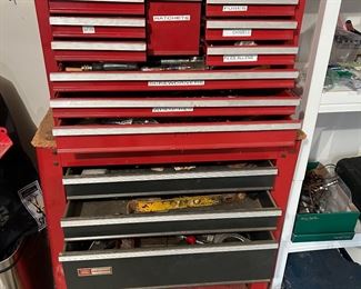 	#122	2 piece rolling tool cabinet with tools 	 $200.00 				