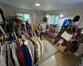 Ladies and Men's clothing, Great brands - many Talbots, XL, 2X, 3X - Men M&L. See the rack of handbangs - most are designer brands - Gucci, Louis Vuitton, Dooney & Bourke, Vera Bradley Marc Jacobs and more more more. Ladies Shoes also