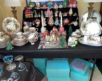 Oh what a find - TIFFANY Christmas China and boxes plus Christopher Radko Christmas ornaments plus Easter pieces.