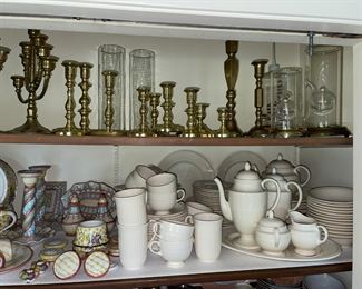 Brass, Wedgwood china and McKenzie-Childs items