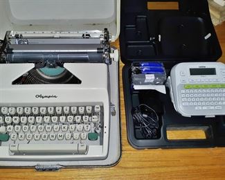 Olympia typewriter and Brother label printer