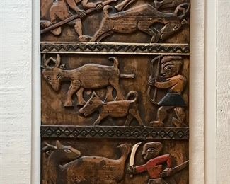 Carved wooden plaque